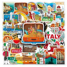 Set De 50 Stickers Italia País Turismo Europa Ciudad Pasta